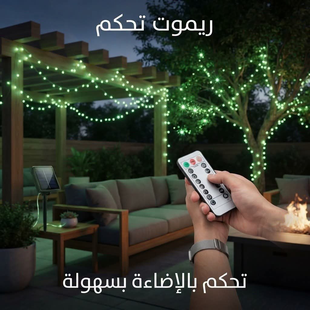مصابيح زينة خارجية بالطاقة الشمسية مع ريموت تحكم