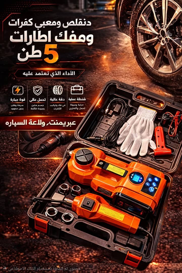 جهاز دنقلص ومفك إطارات 5 طن مع منفاخ كفرات